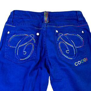 Coogi Jeans Women’s 30 Royal Blue Low Rise Straight Leg Embroidered Pocket